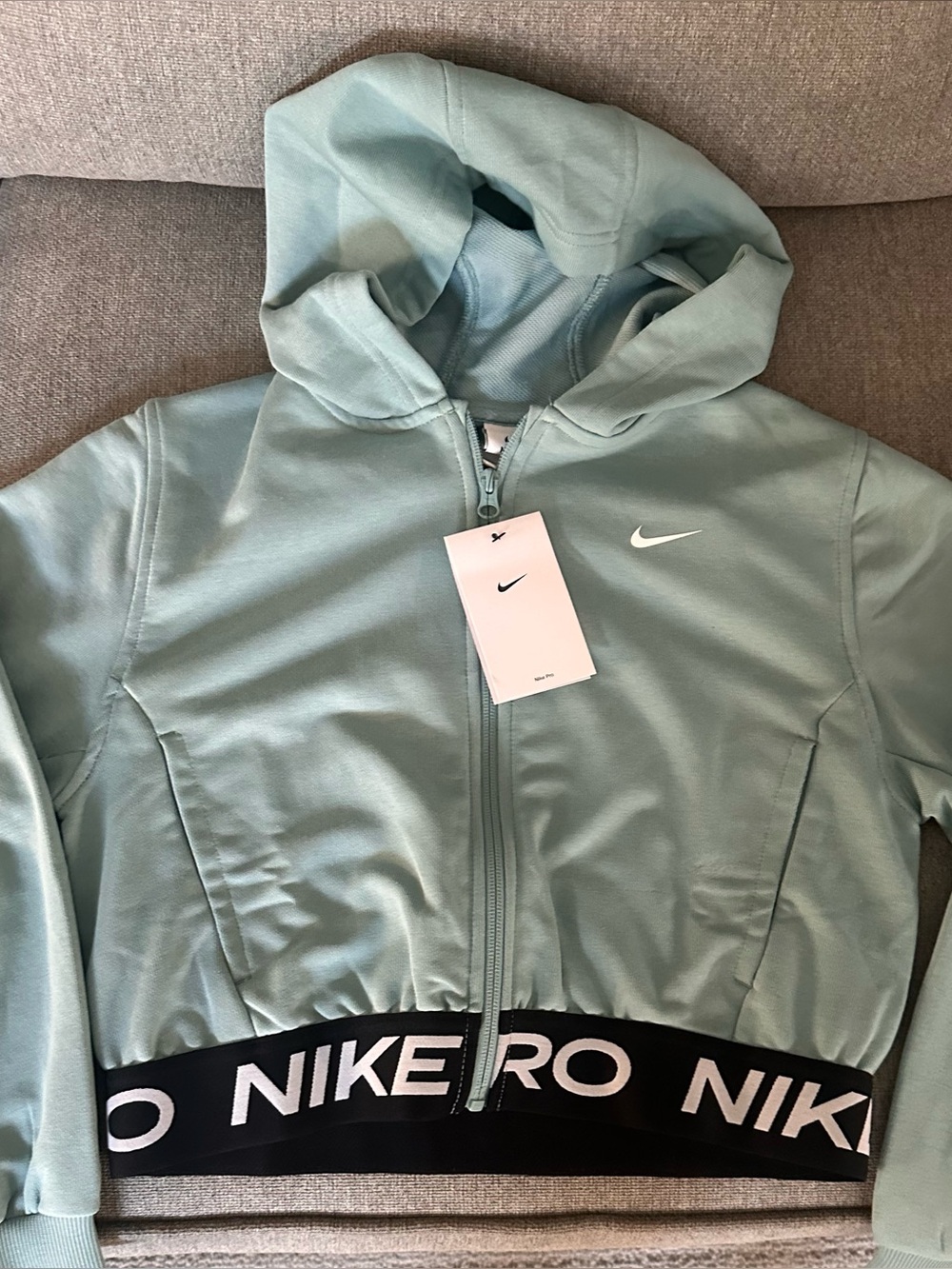 Nike Pro Fleece Hoodie Girls Dri Fit Zip Crop  - size large/NWT